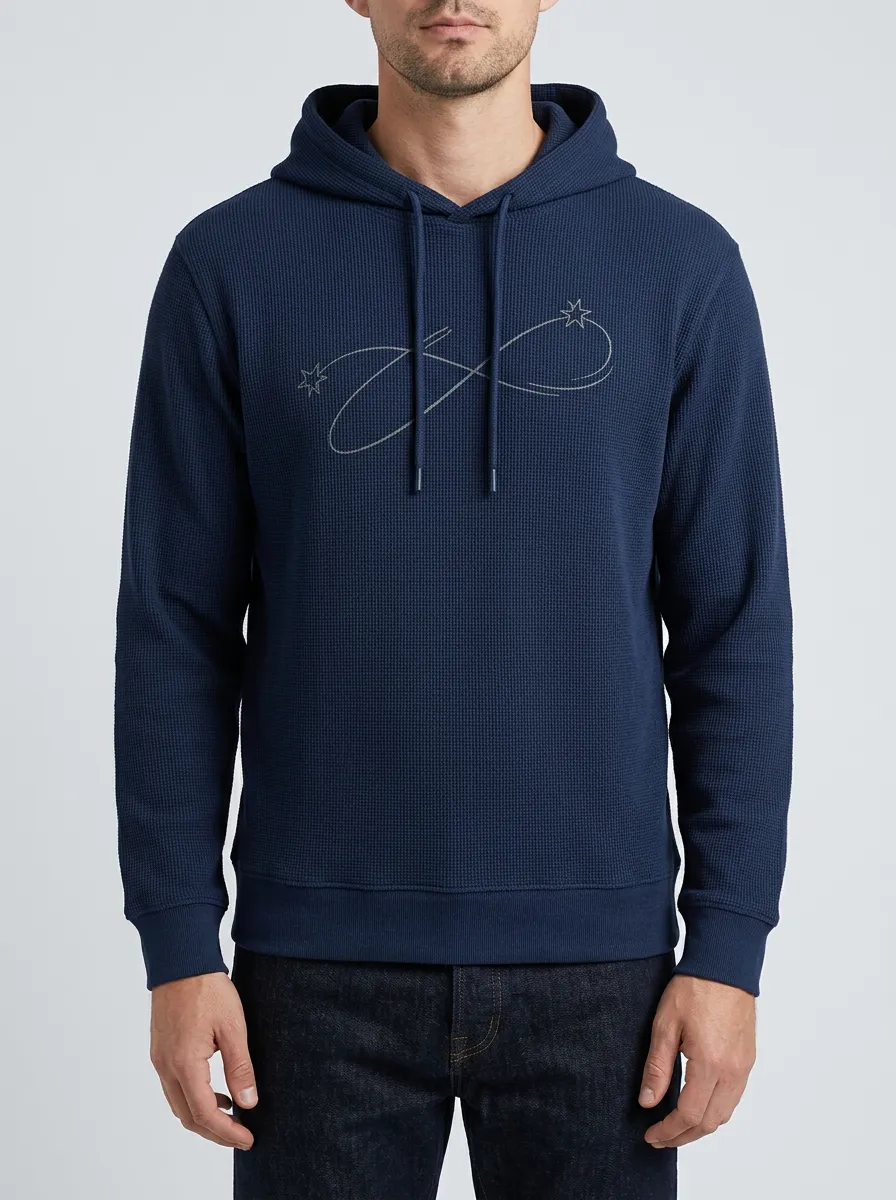Men's Infinity Star Symbol Graphic Waffle-Knit Pullover Hoodie