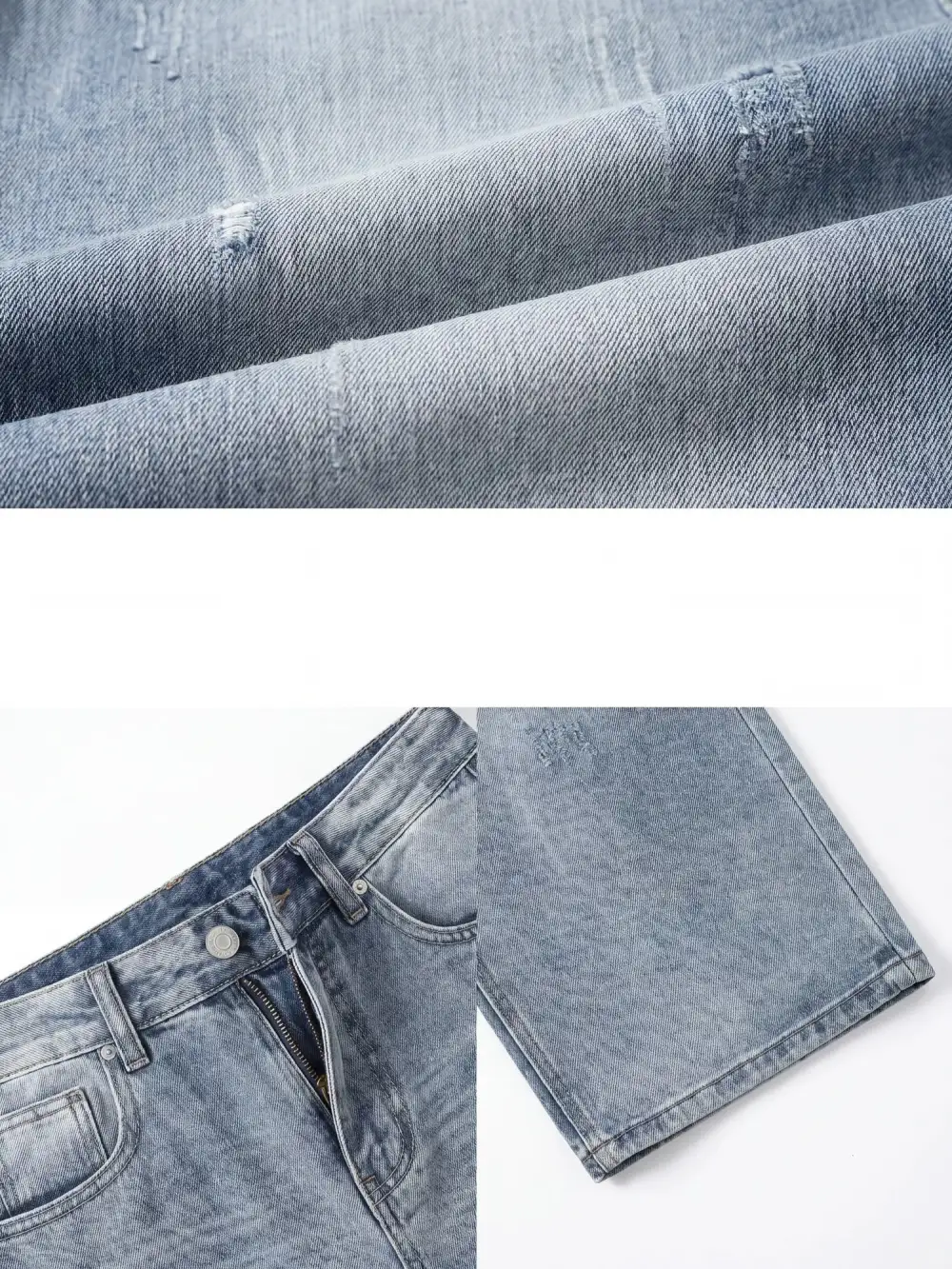 Washed Distressed Wide Leg Jeans