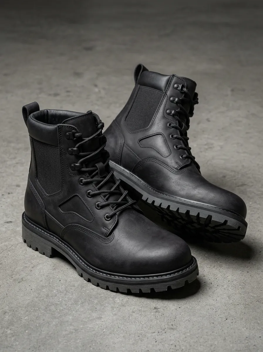 Unisex Tactical Leather Print Work Boots