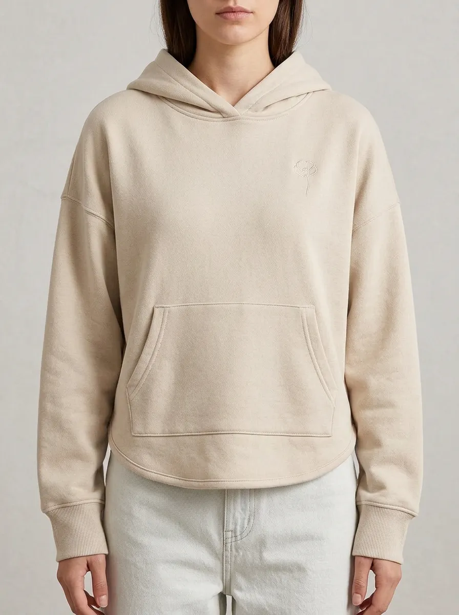 Women's Minimalist Flower Line Art Printed Hoodie