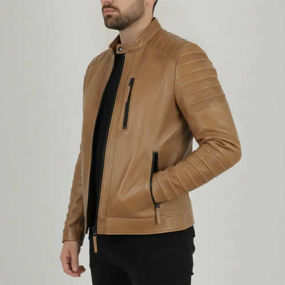 Lambskin Biker Motorcycle Quilted Jacket