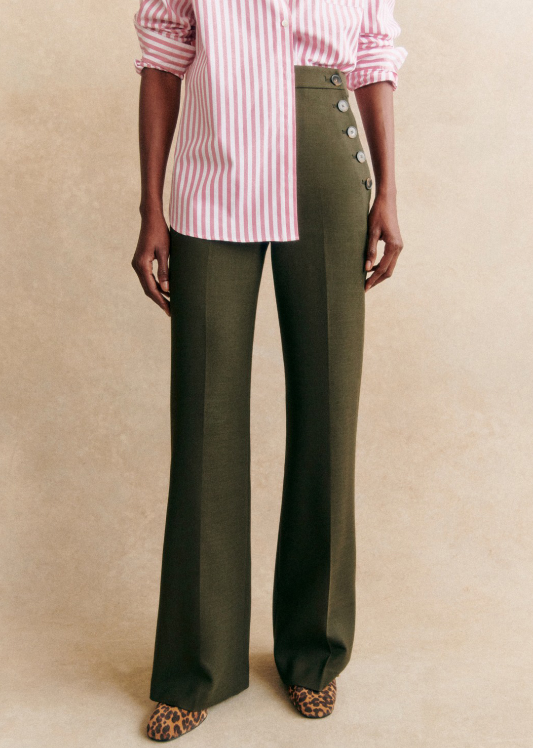 High-Rise Two-Button Straight Jeans