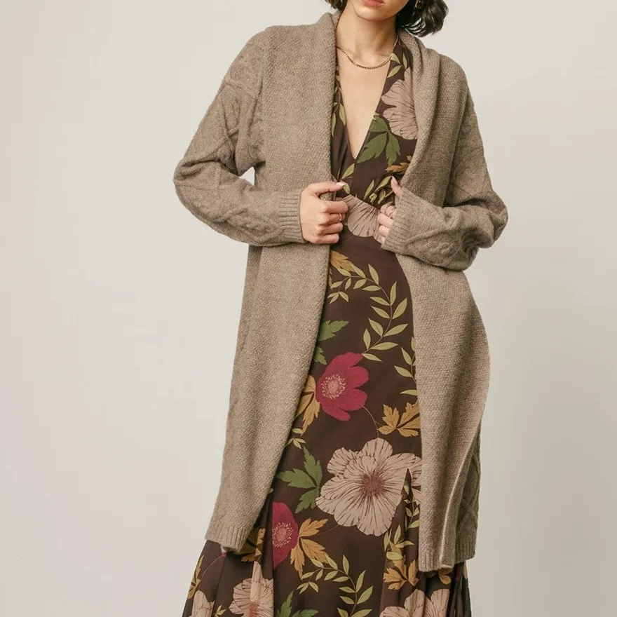Cable Knit Midi Cardigan