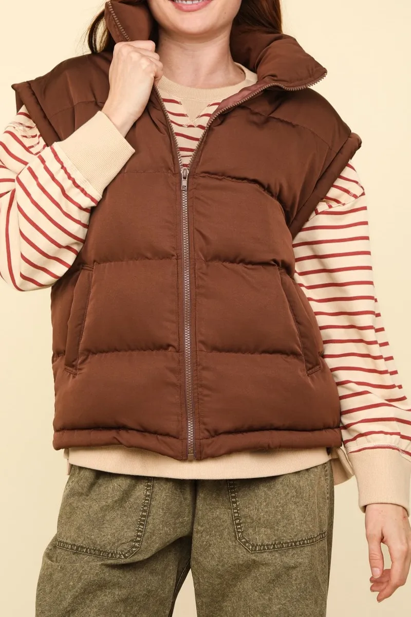 High Neck Layering Puffer Vest