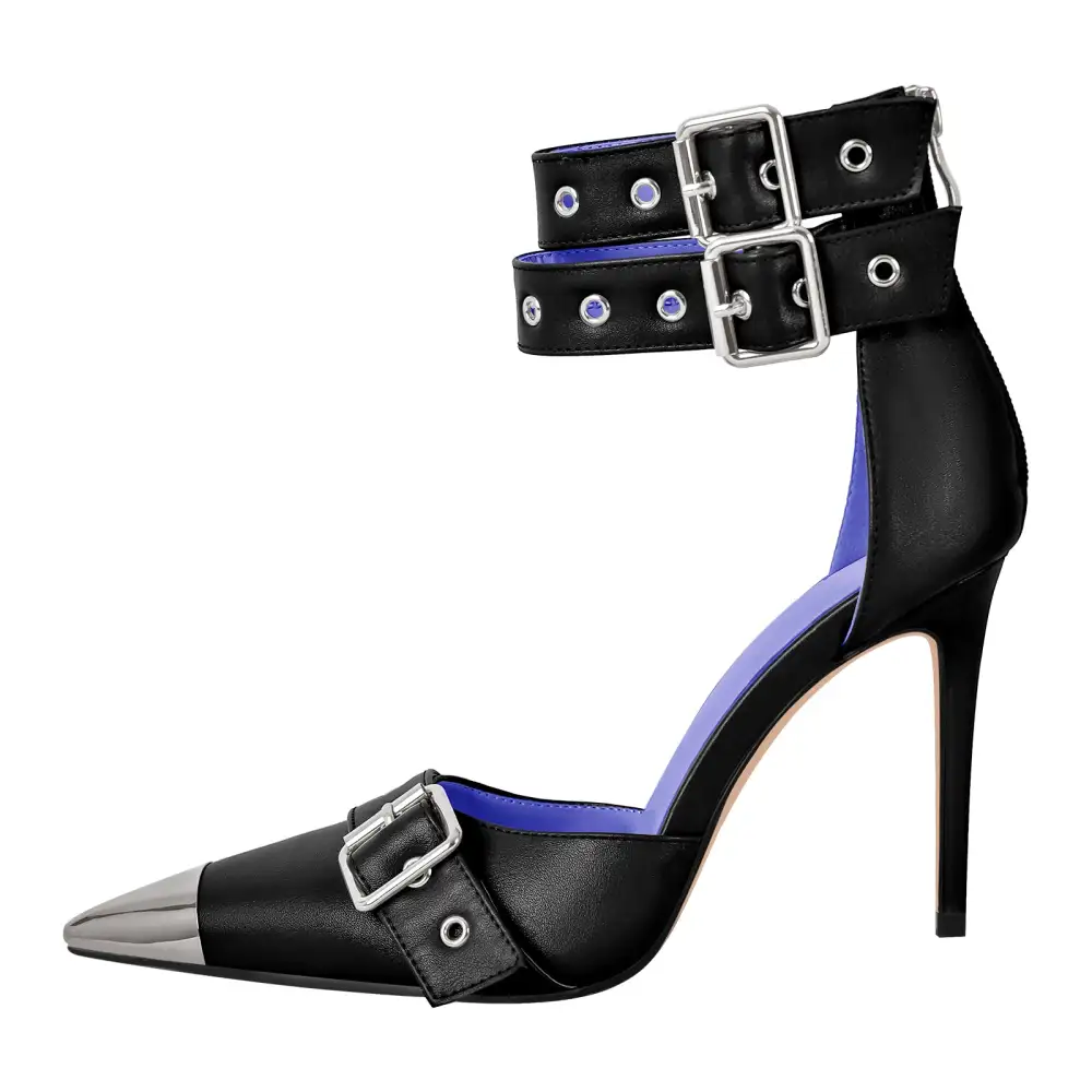 Modern Pointed Toe Stiletto Ankle Strap Pumps