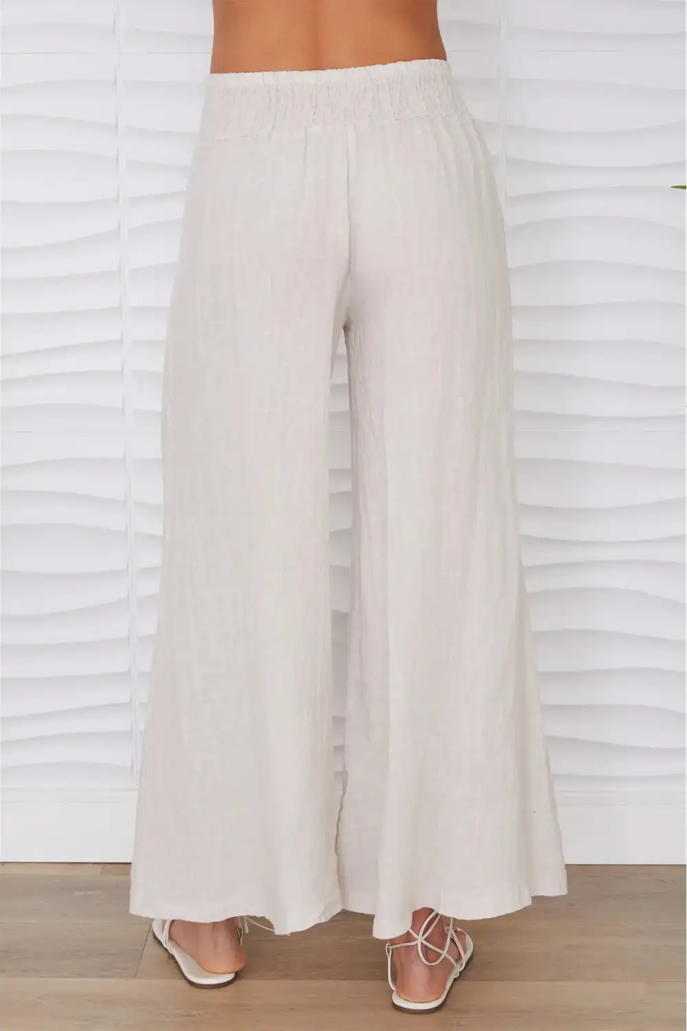 Smocked Waist Linen Pants
