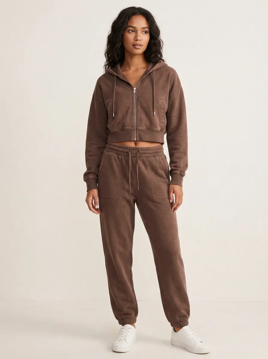 Studio Zip-Up Women's Cropped Zip-Up Hoodie Jogger Active Set