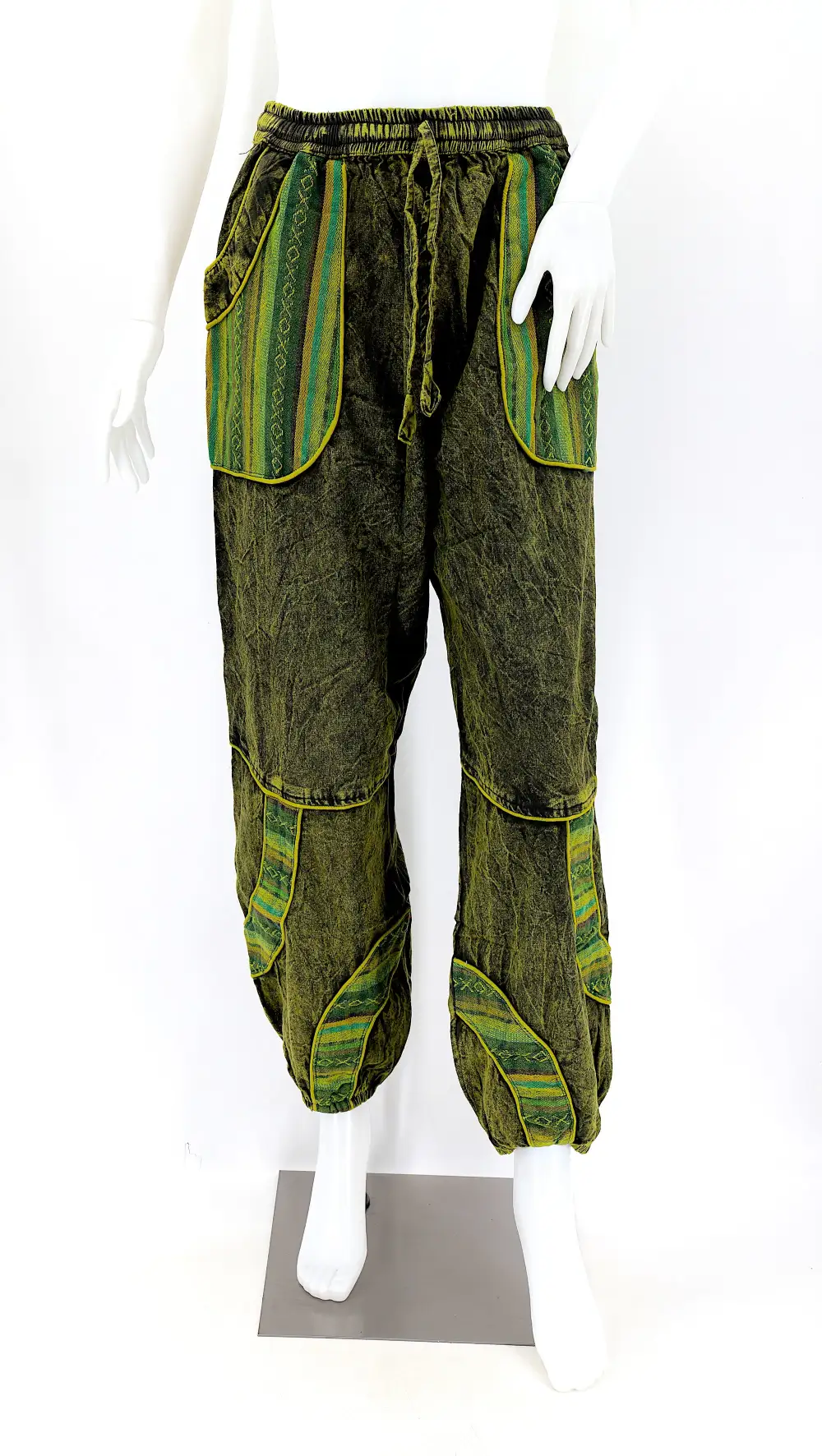 Women's Harem Patchwork Stone Washed Pants