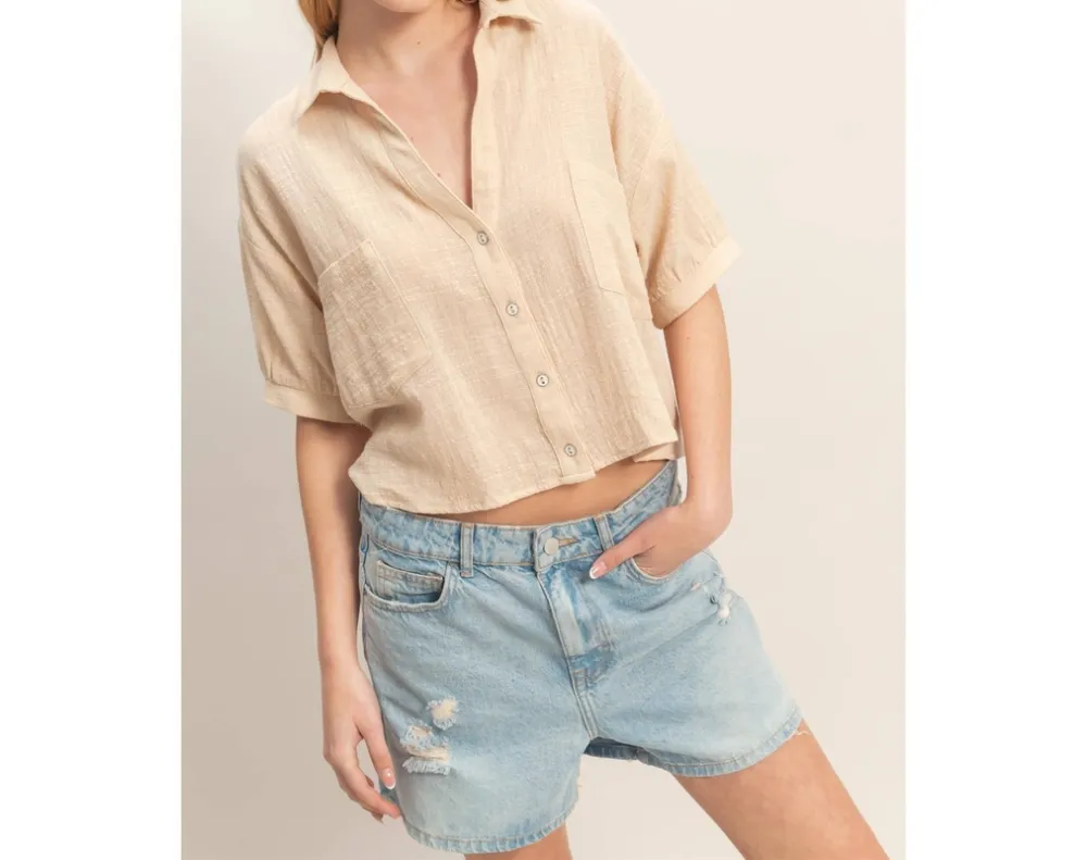 Textured Button-Up Shirt