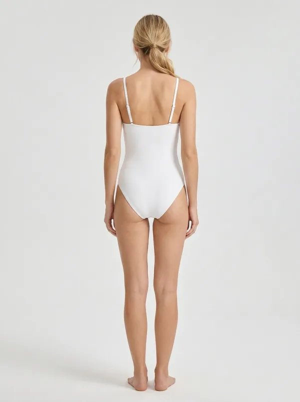 Women's Spaghetti-Strap O-Ring Ribbed One-Piece Swimsuit