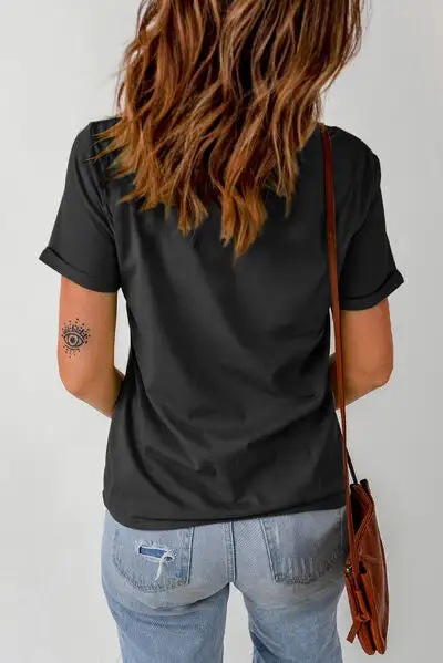 Versatile Round-Neck Short-Sleeve Graphic Cotton T-Shirt