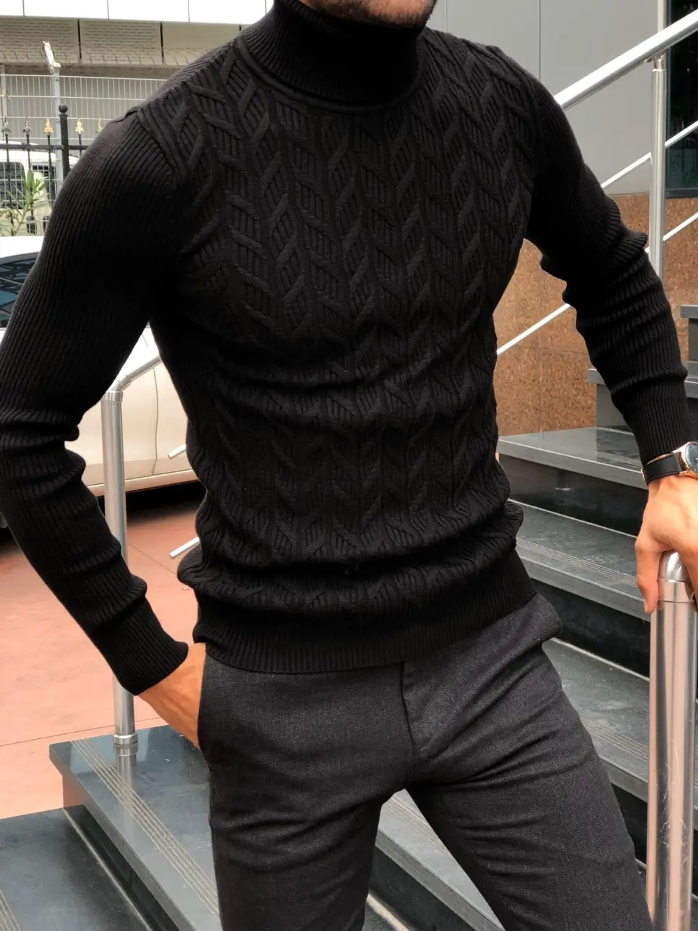 Streamlined Slim Fit Knit Turtleneck Sweater
