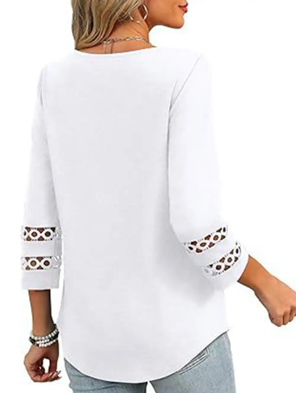 V-Neck Lace Trim Top