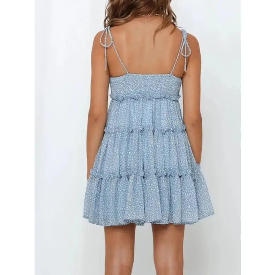 Tie-Strap Tiered Mini Dress