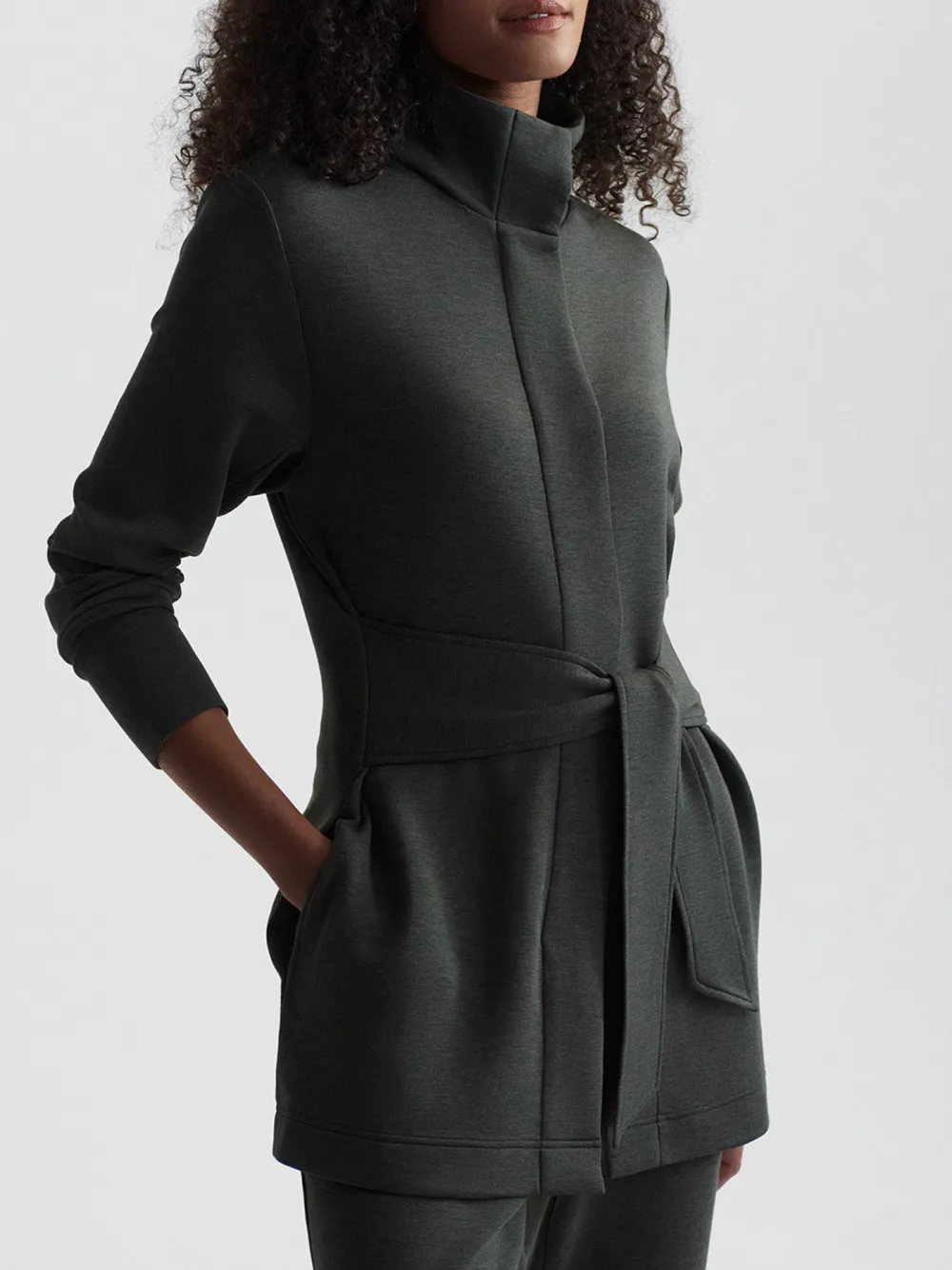 Olive Marl Tie-Front Jackets
