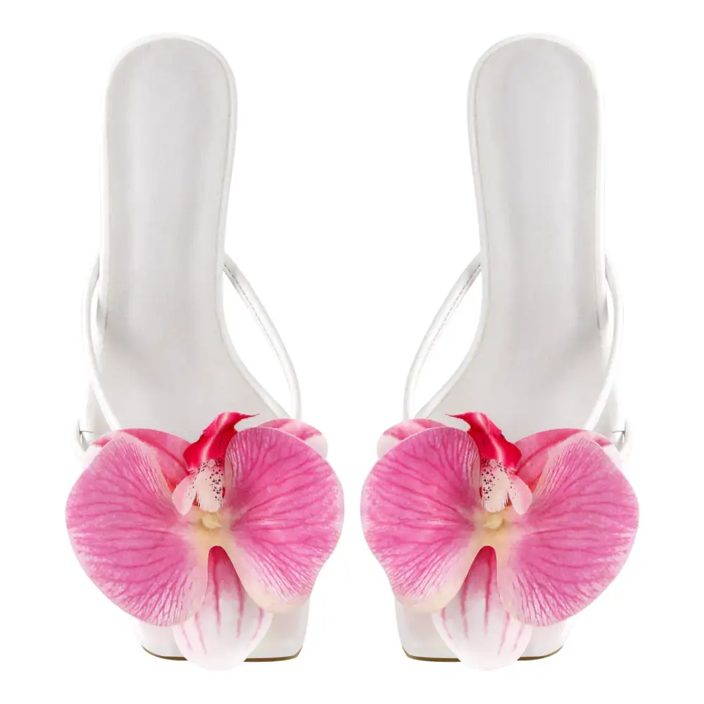 Flower Square Toe Thong Mule Sandals