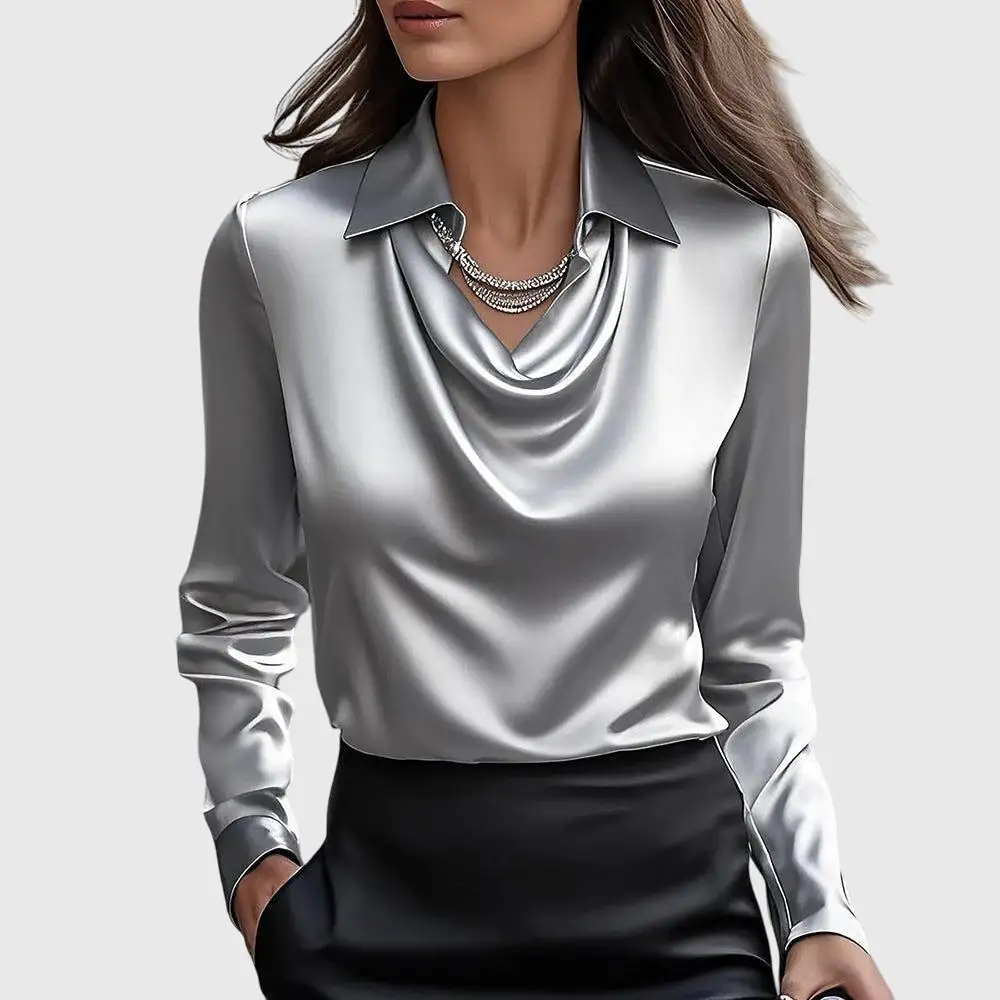 Floral Pleated Neckline Pleated Blouse