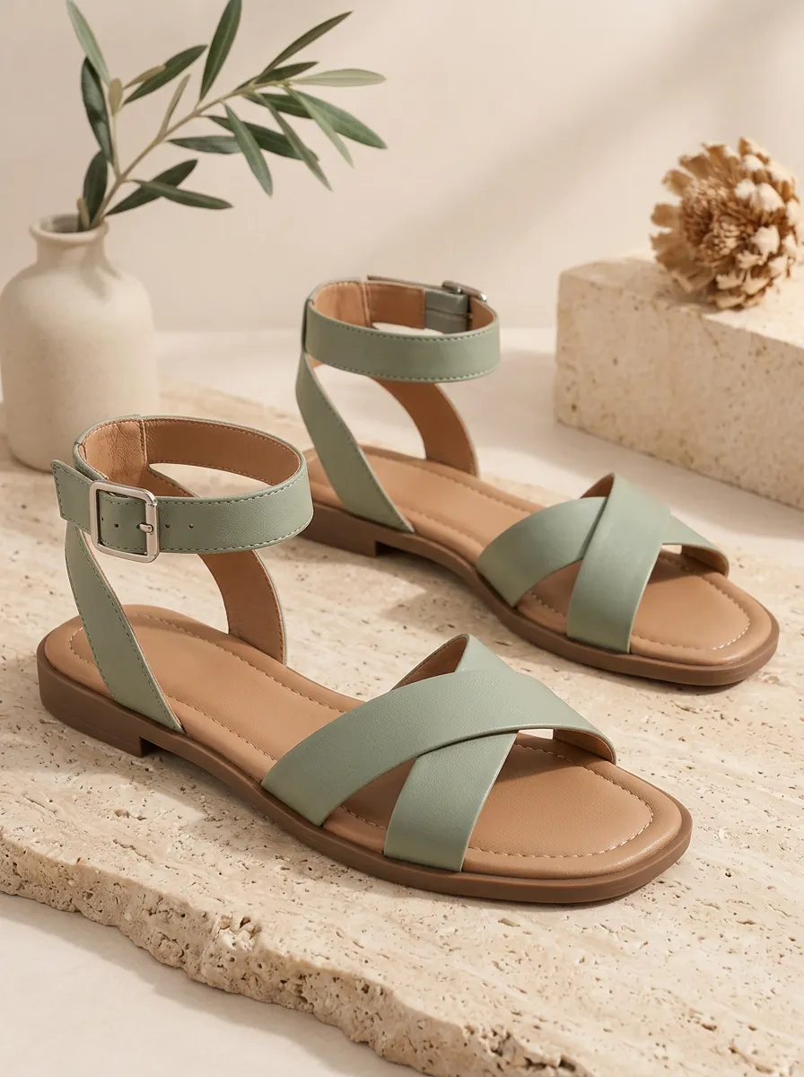 Women's Cross Strap Relaxed Flat Sandals