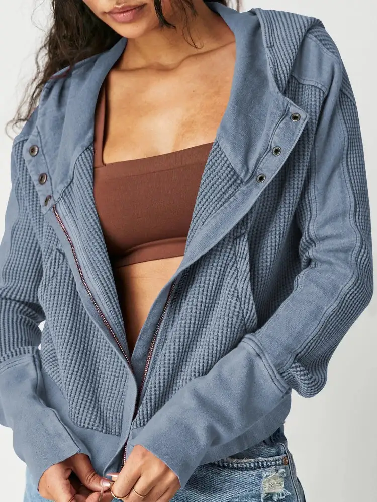 Textured Waffle Knit Jacket