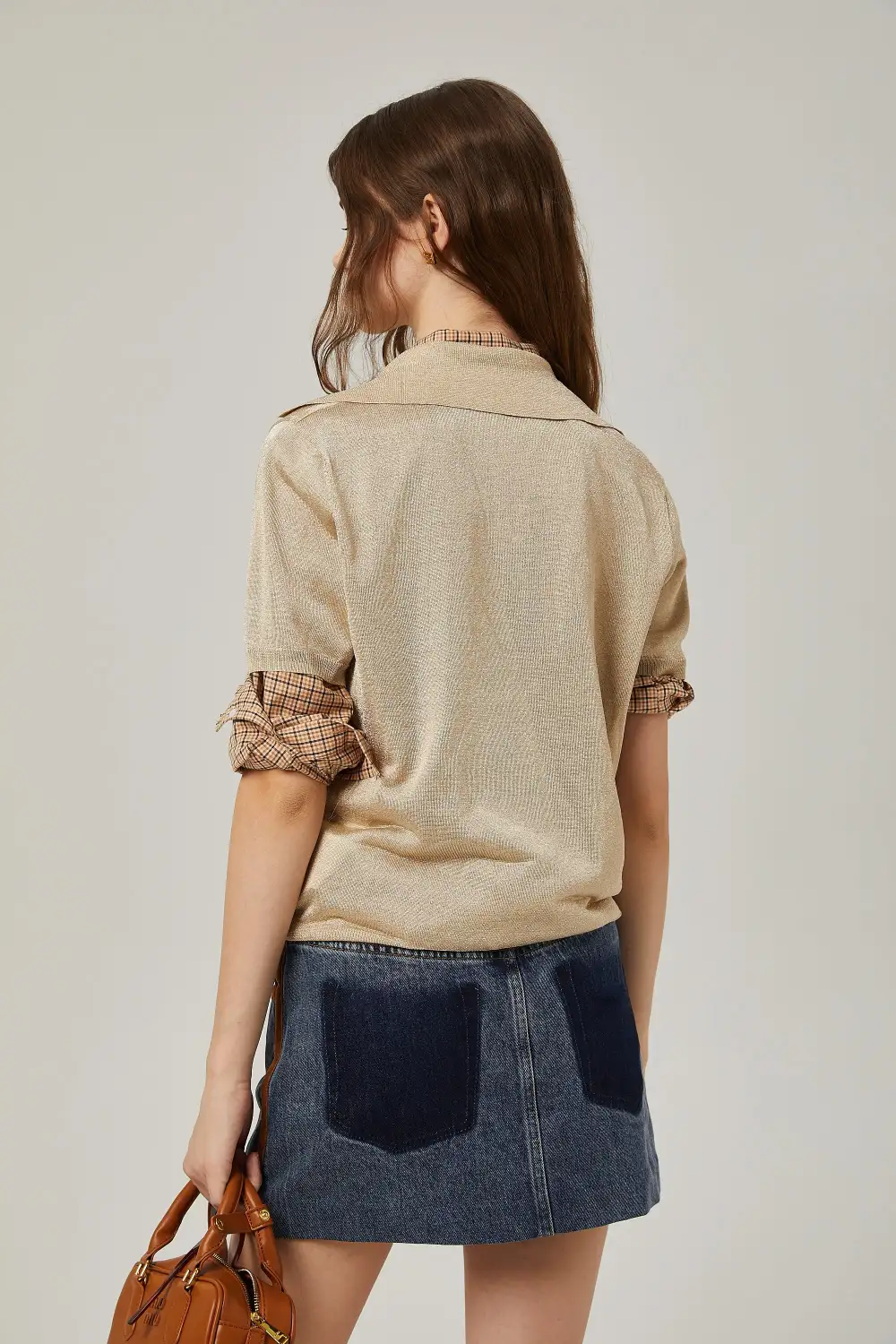Color Block Denim Skirt