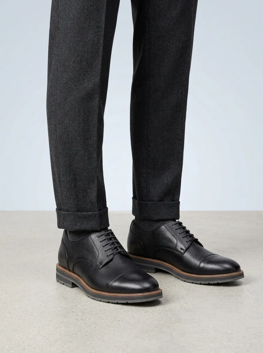 Men's Classic Business Pebble Grain Leather Oxford Shoes