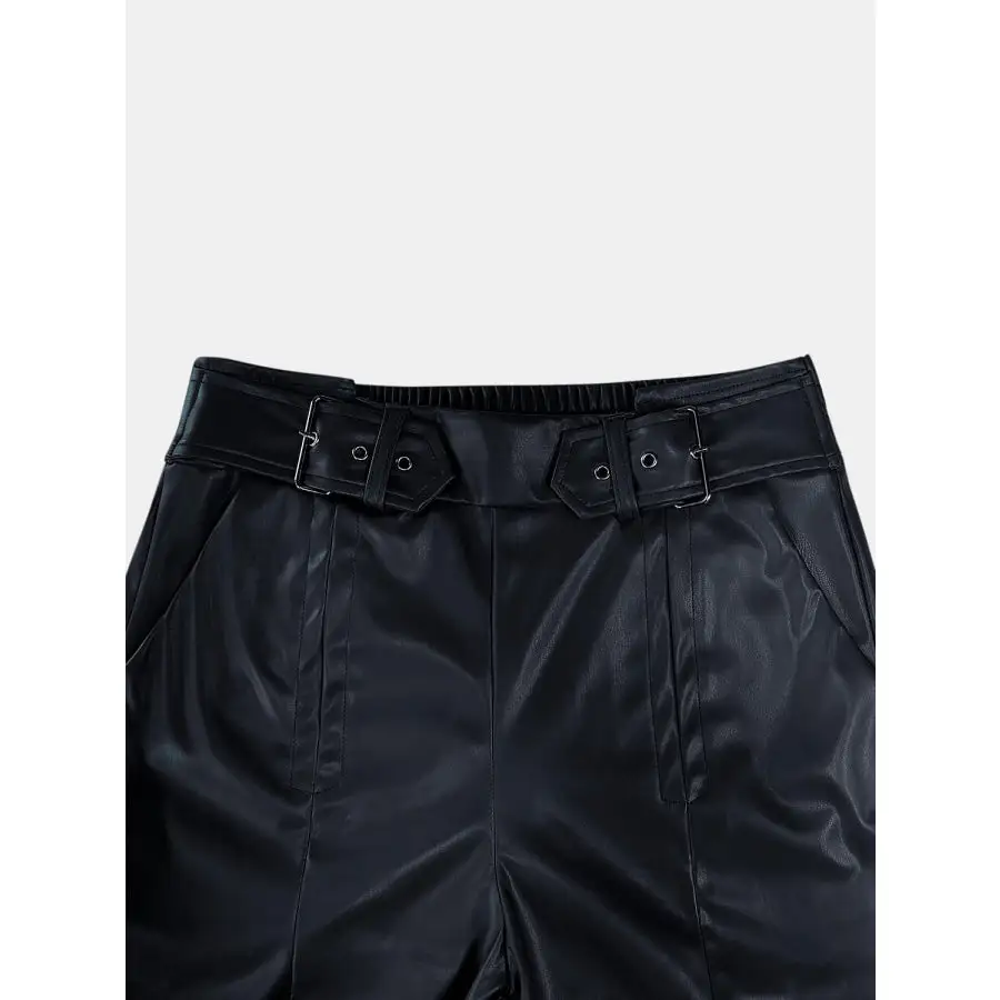 Half Elastic Waist Wide Leg Pants