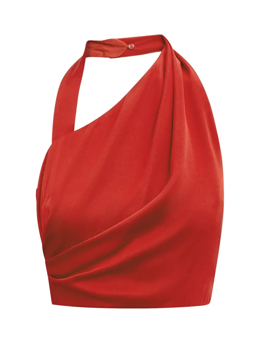 Red Halter Twist Neck Sleeveless Top