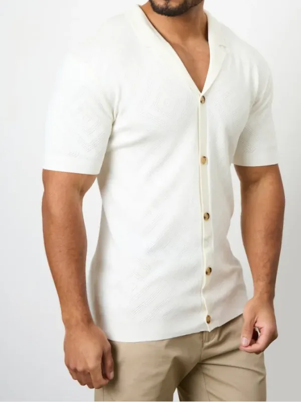Jacquard Collar Knitted Soft Shirt Polo Shirt
