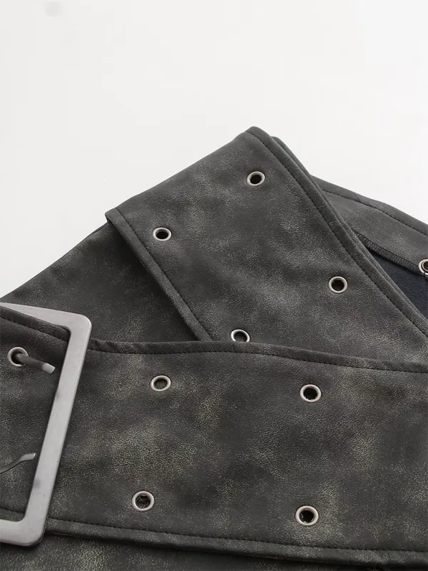 Faux Leather Pocket Detail Skirt