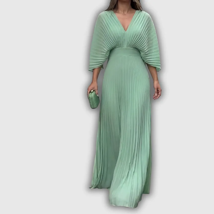 Pleated Flowing Maxi Dress