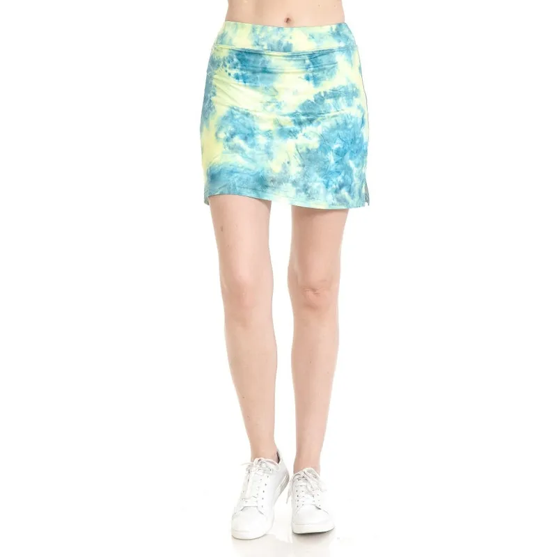 Lime Sherbet Tie-Dye Side-Slit Active Shorts