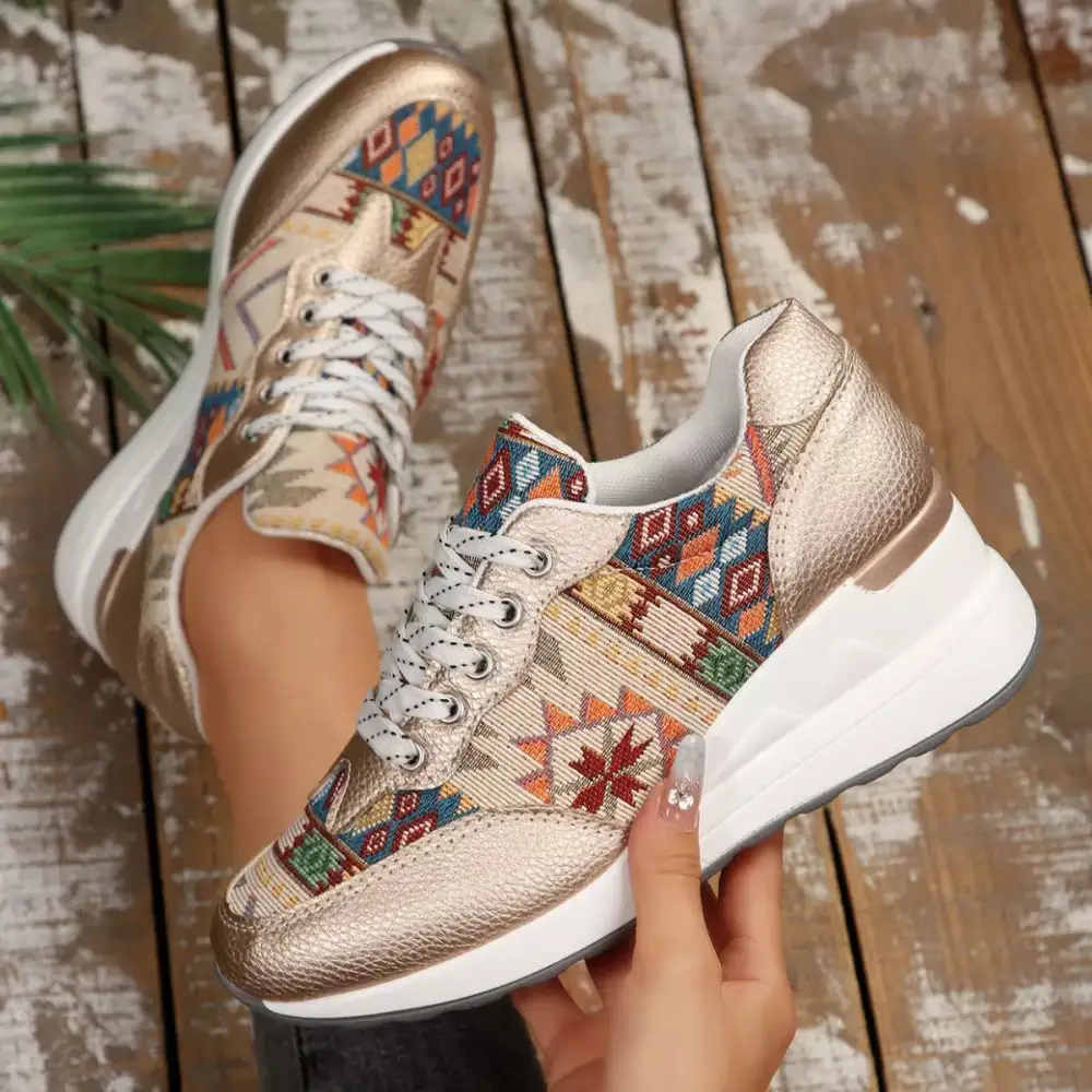 Modern Lace-Up Wedge Sneakers
