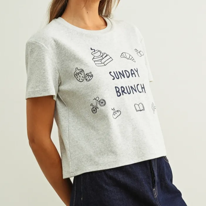 Embroidered Boxy Brunch Tee