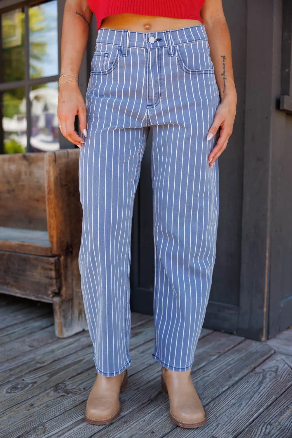 Barrel Striped Jeans