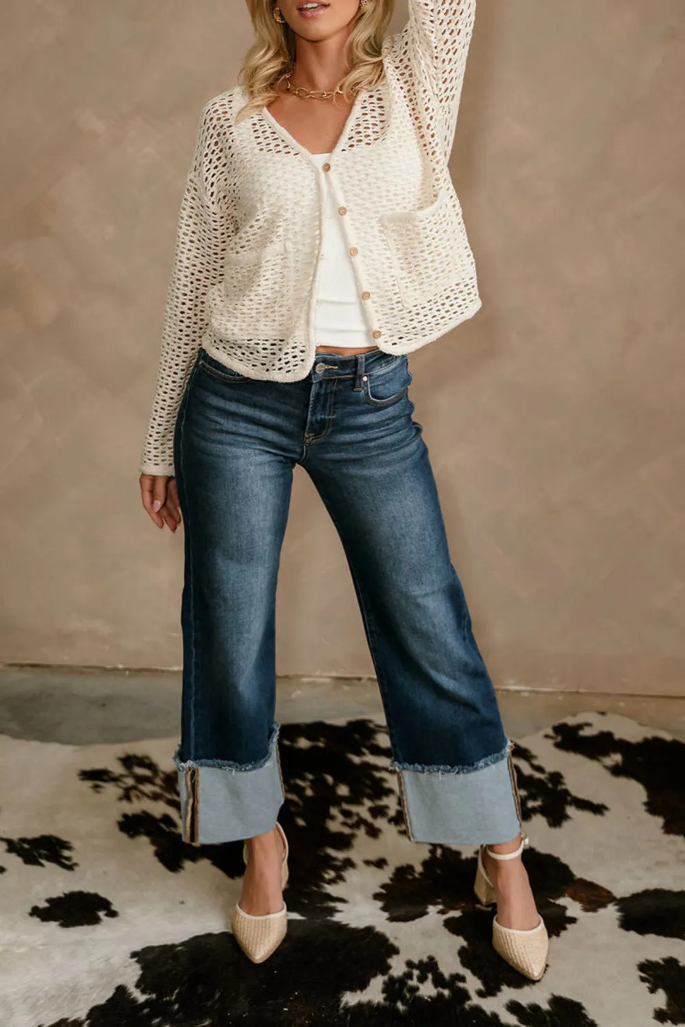 Hollow Long Sleeve Cardigan