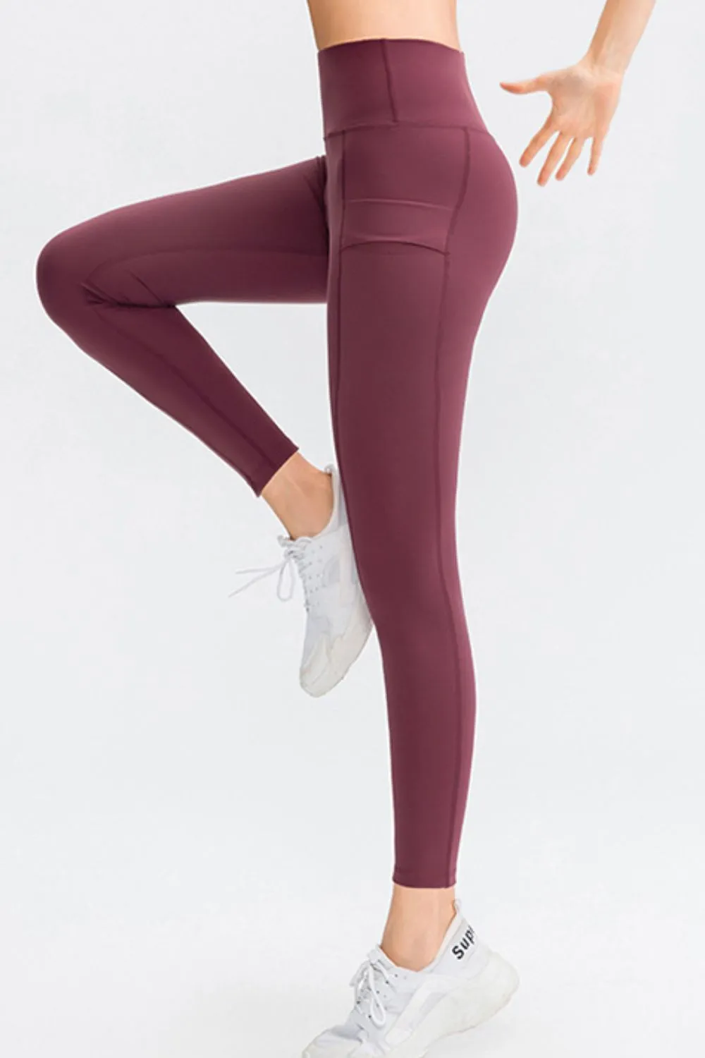 Wide Waistband Slim Fit Long Sports Pants With Pocket