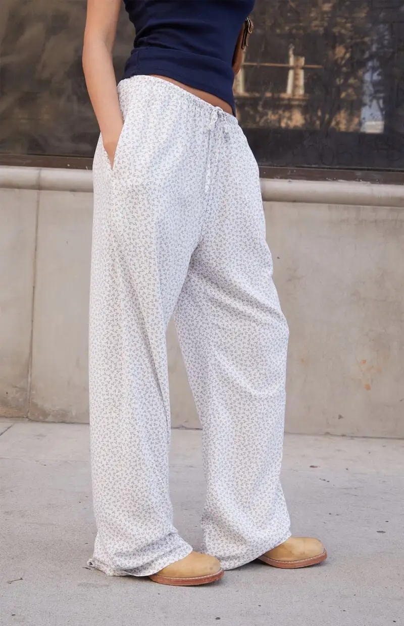 John Galt White & Purple Floral Anastasia Tie Sweatpants