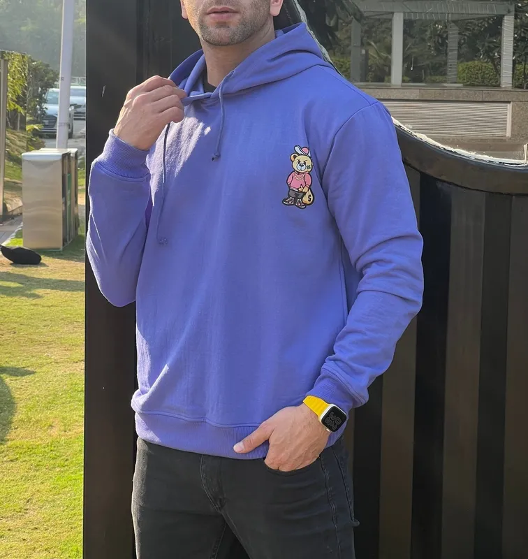 Purple Fleece Half-Zip Casual Hoodie