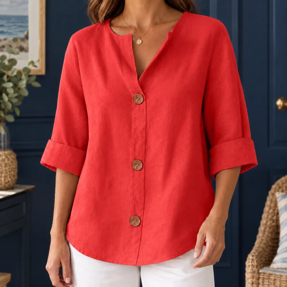 Relaxed Cotton-Linen Blouse