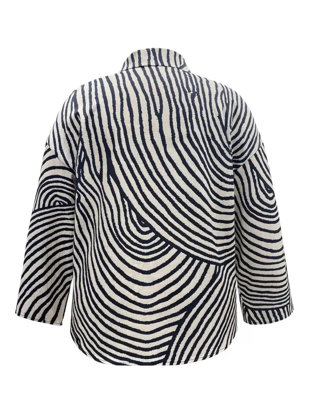 Plus Size Abstract Zebra Print Button Down Shirt