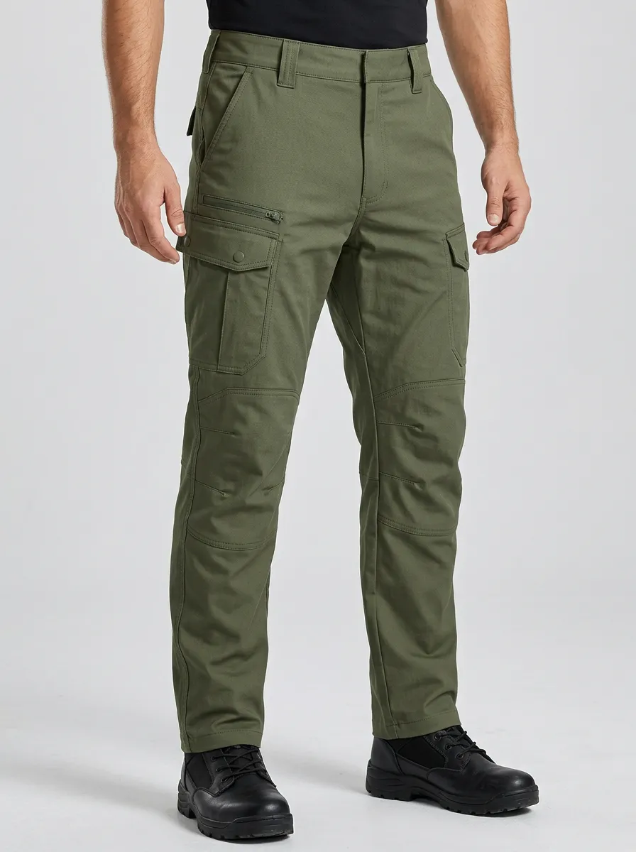 Men's Olive Green Multi-Pocket Utility Cargo Pants