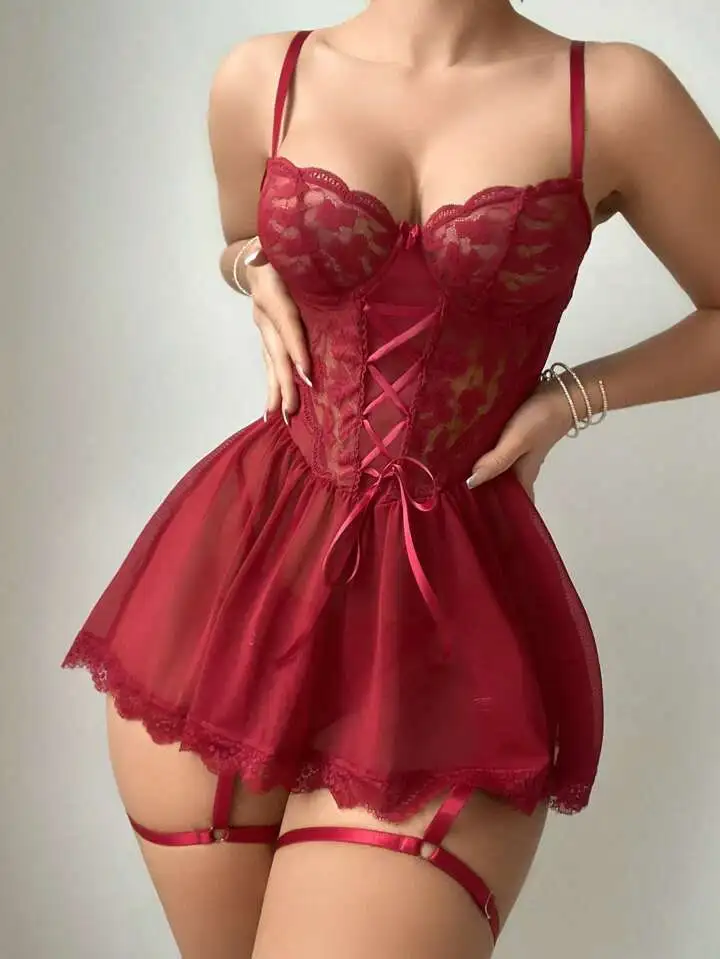 Lace Underwire Garter Lingerie Nightgown