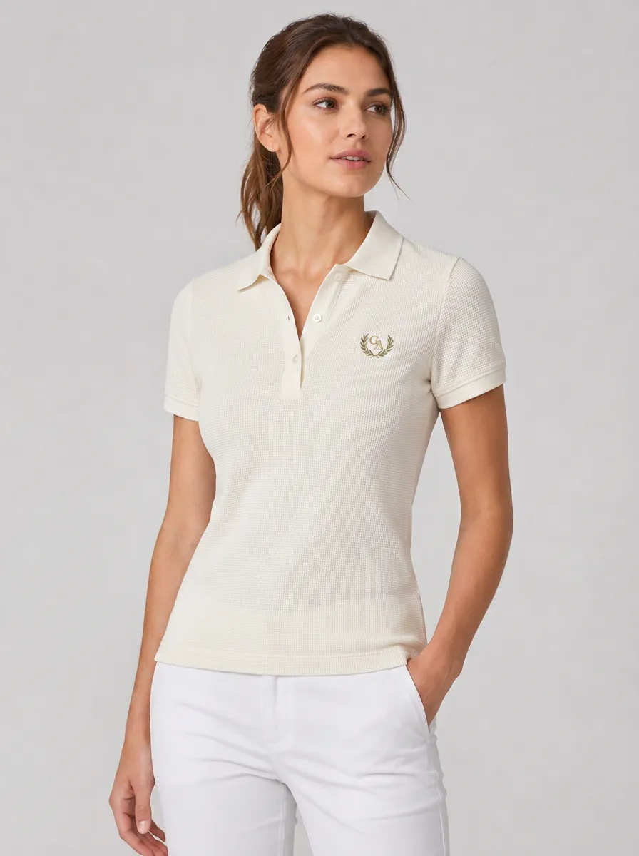 Women's Equestrian Lover Laurel Wreath Logo Printed Polo Shirt