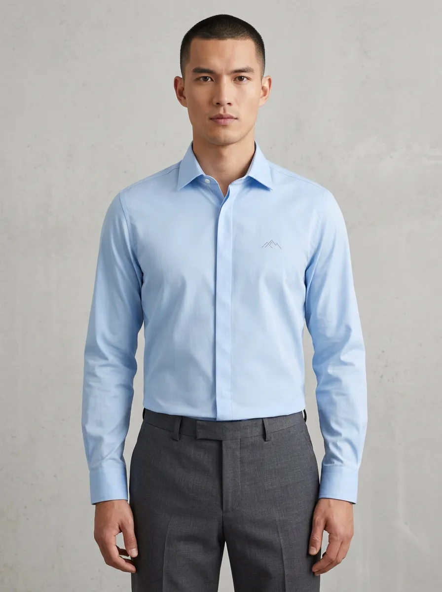 Men's Mountain Minimalist Embroidered Non-Iron Cotton Shirt