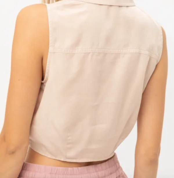Comfy Sleeveless Front Tie Top