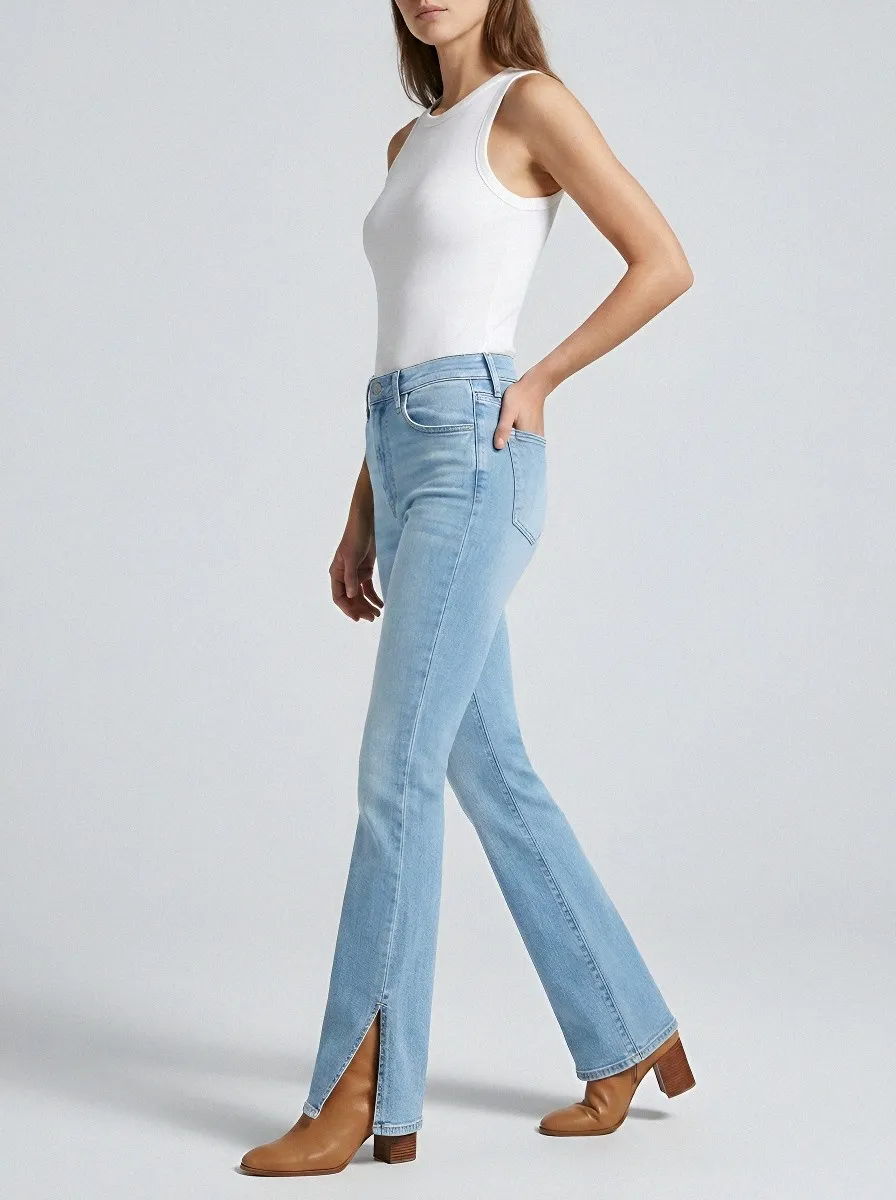Stretch Split-Hem Women's High-Waist Stretch Flare Jeans