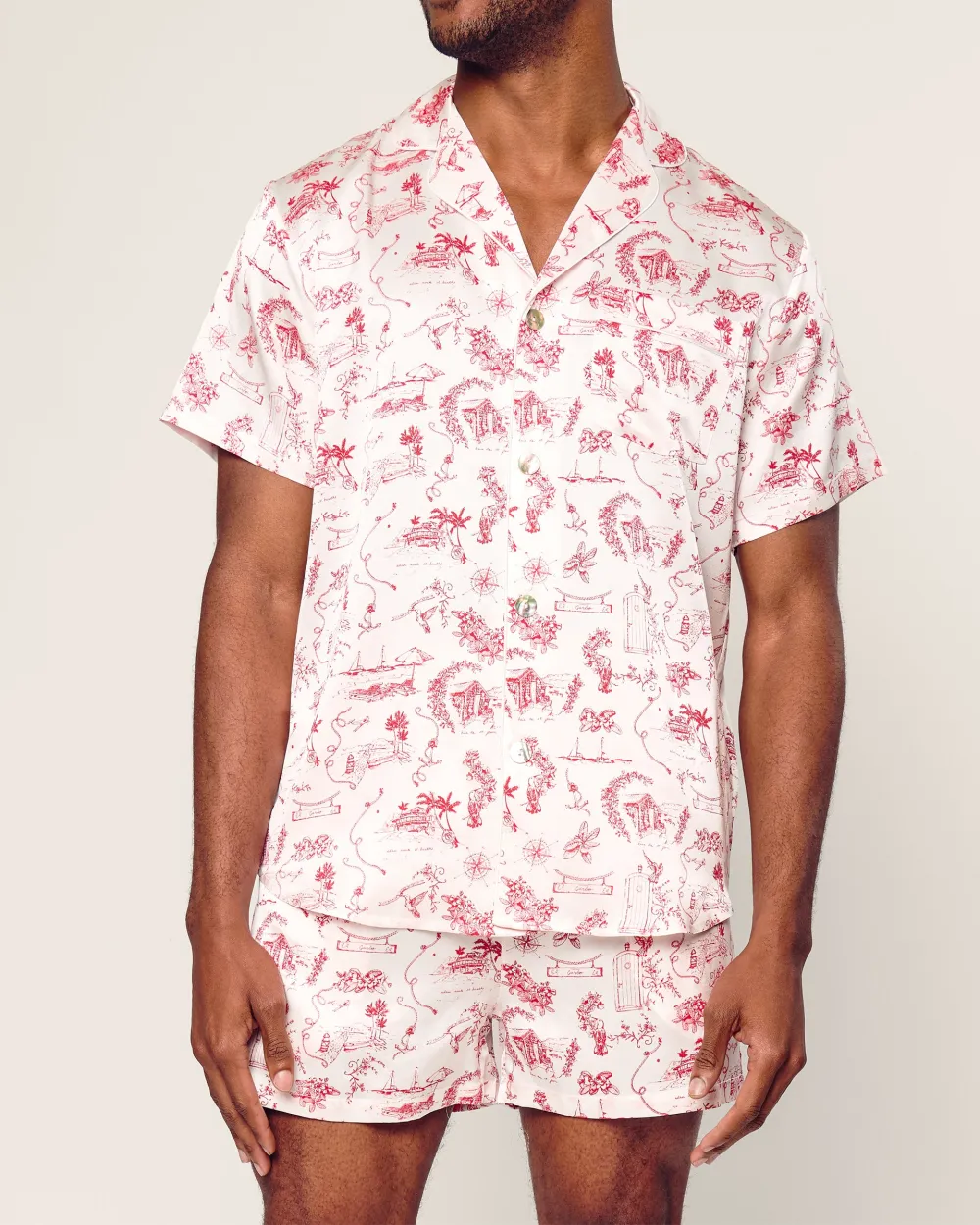 Silk Printed Pajama Short Set