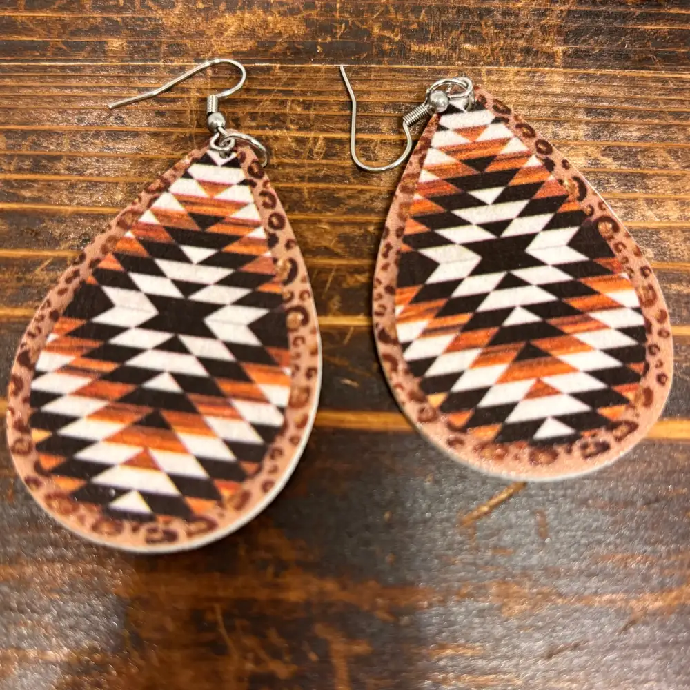 Modern Leather Western Drop Earrings