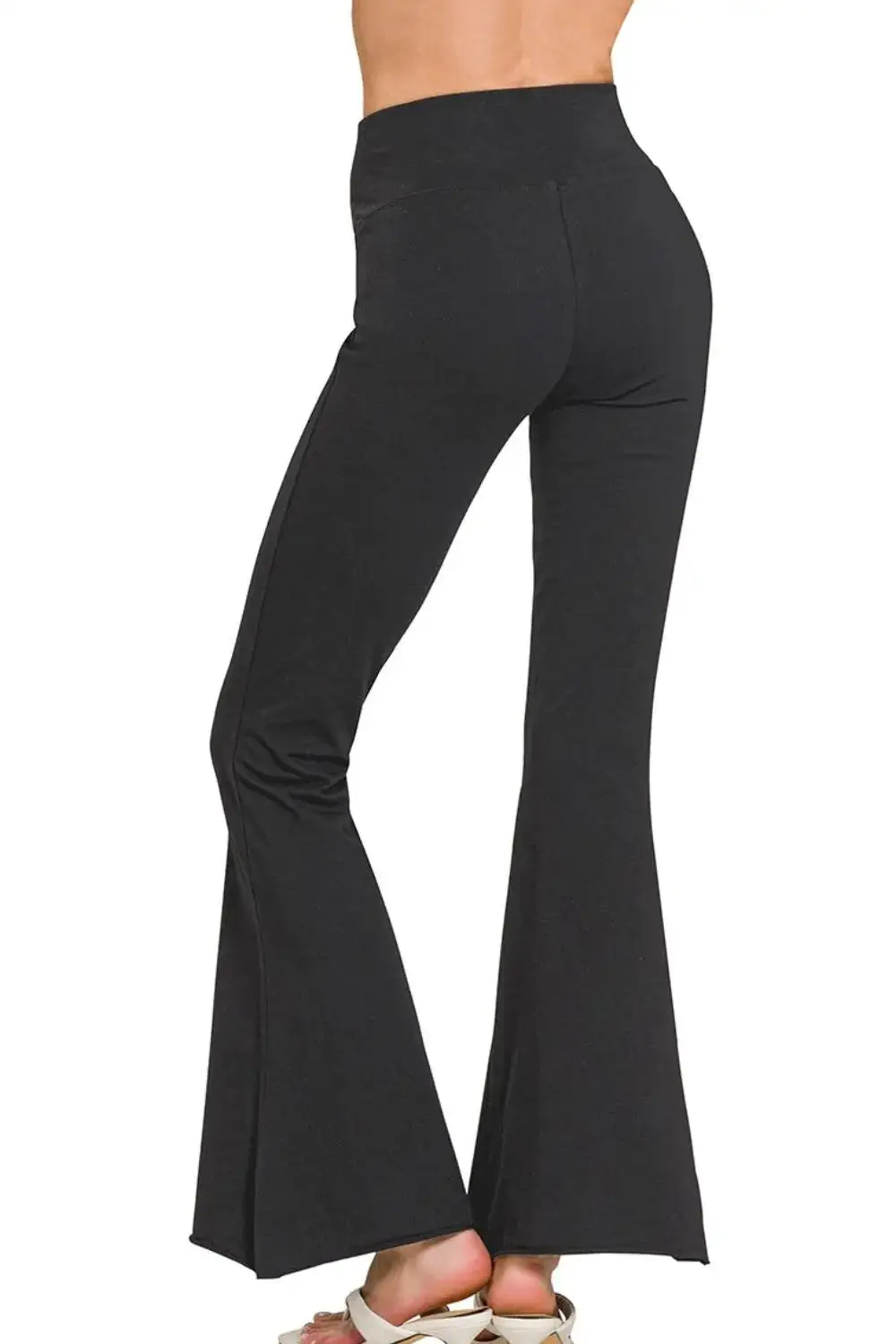 Raw Edge Hem Flared Yoga Pants