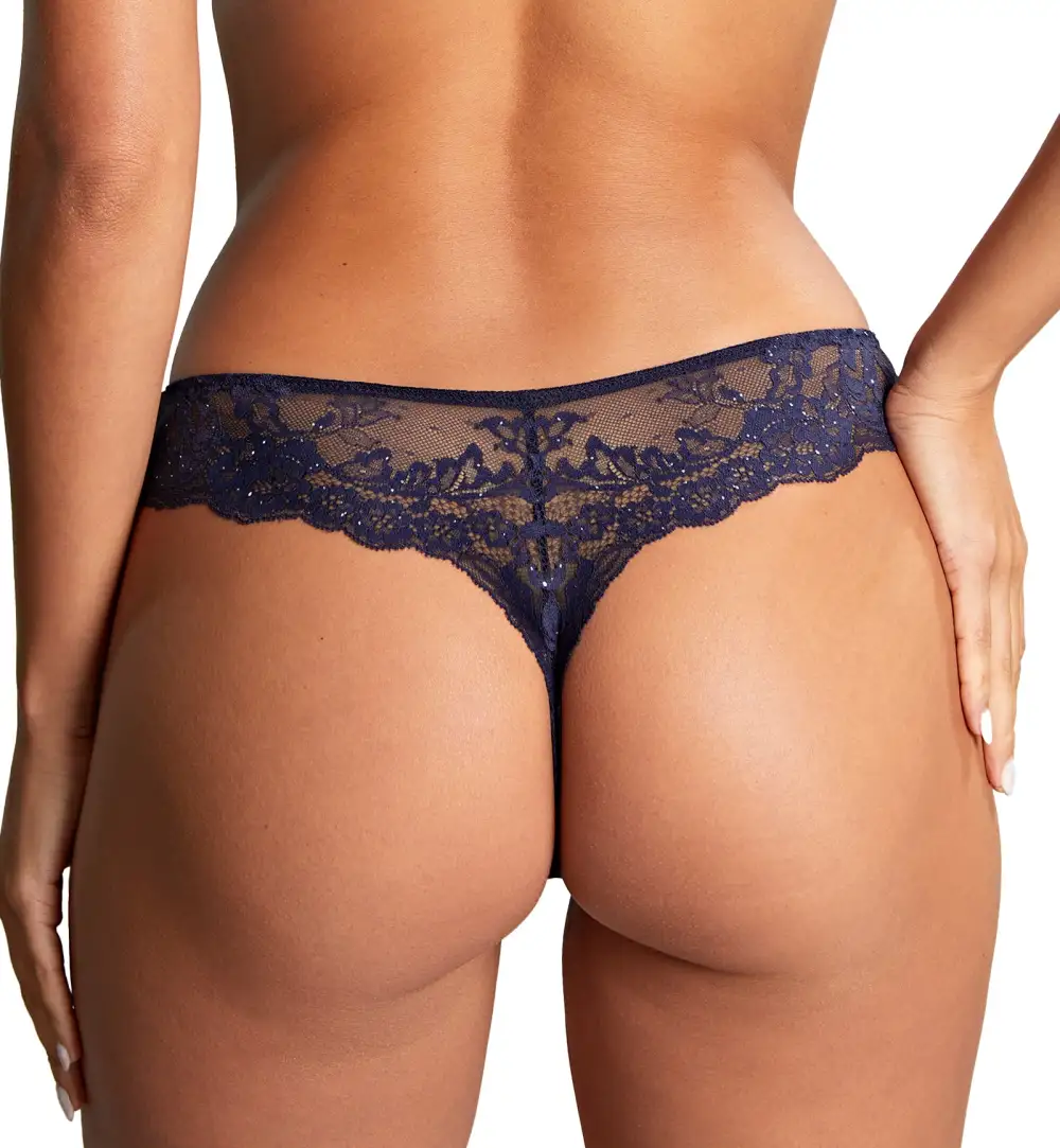 Classic Low-Rise Stretch-Lace Brazilian Thong Panty
